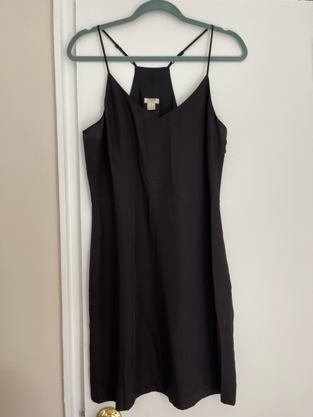 J. Crew Black Strapless-Look Slip Dress with Spaghetti Straps
